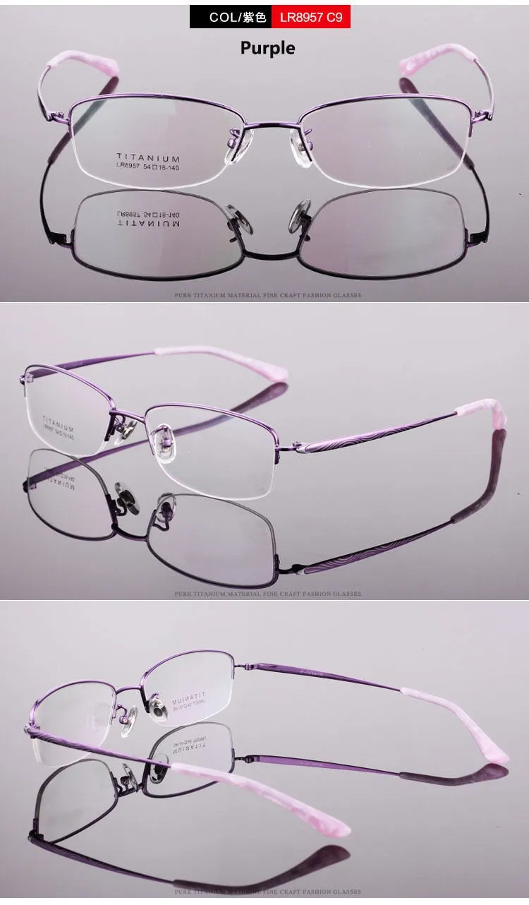 Women's Titanium Semi Rim Frame Eyeglasses Lr8957