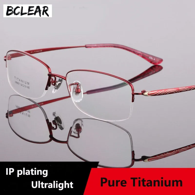 Women's Titanium Semi Rim Frame Eyeglasses Lr8957