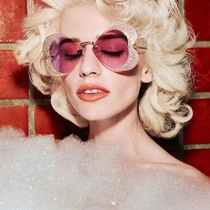 Women's Vintage Punk Style Rimless Rhinestone Frameless Sunglasses
