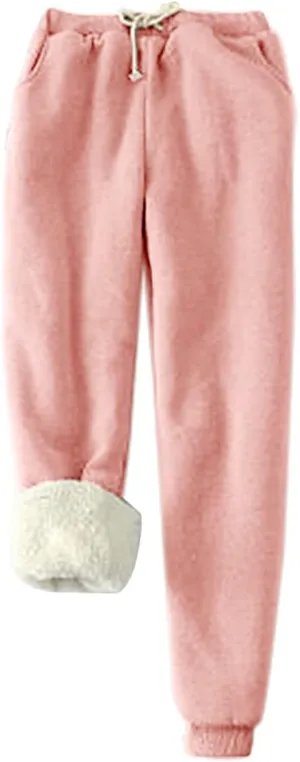 Women's Warm Sherpa Lined Athletic Active Sweatpants 2024 Winter Fleece Running Joggers Drawstring Pants with Pockets