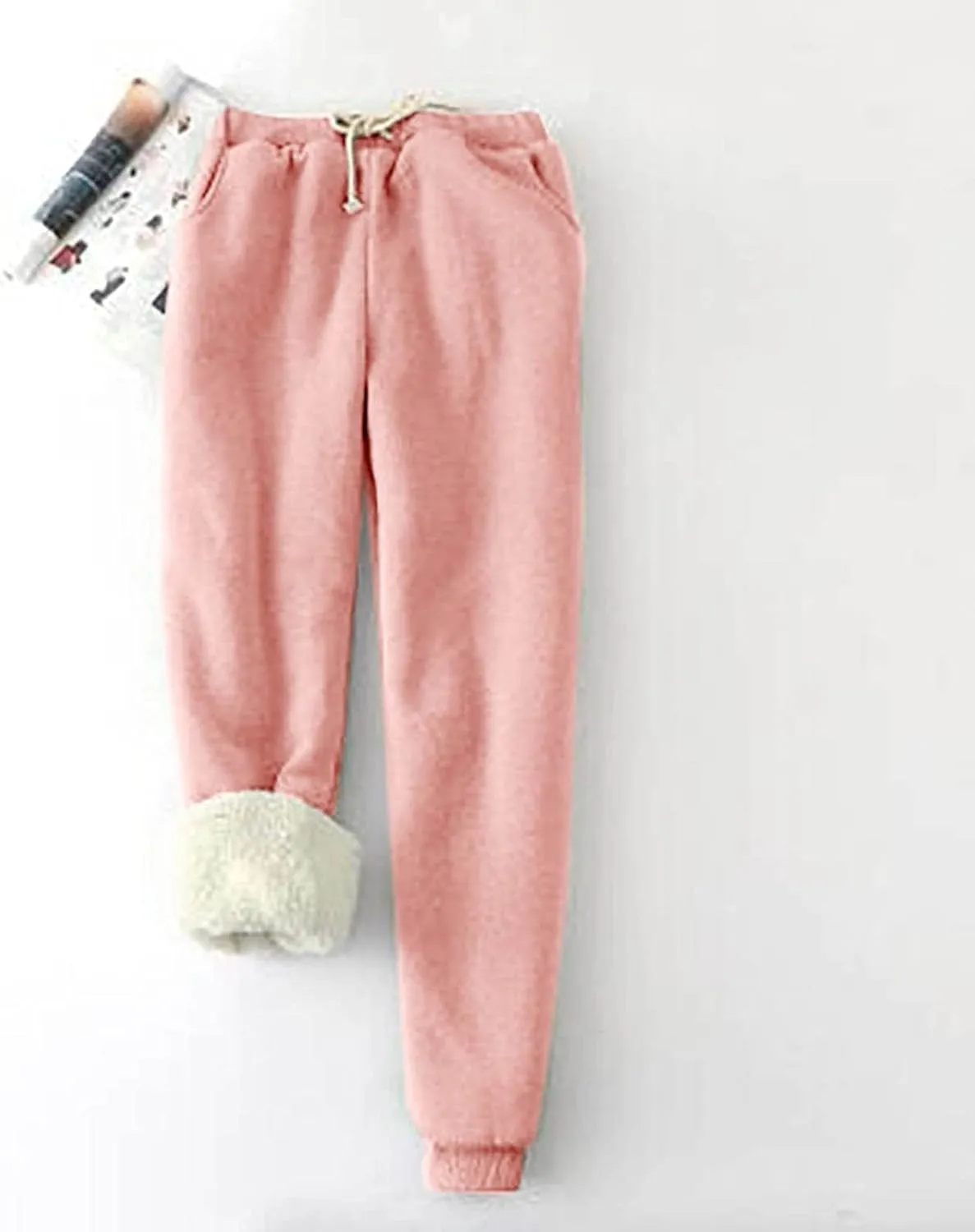 Women's Warm Sherpa Lined Athletic Active Sweatpants 2024 Winter Fleece Running Joggers Drawstring Pants with Pockets