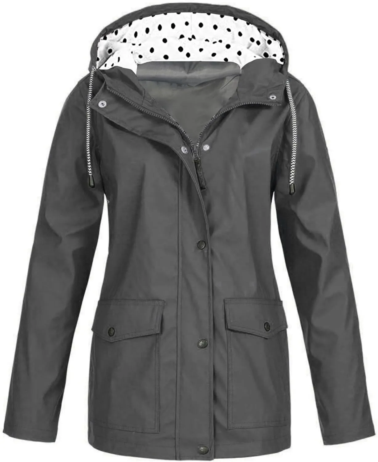 Womens Waterproof Rain Jacket Hooded Solid Women Coat Rain Raincoat Women's Coat for Hiking Travel Outdoor