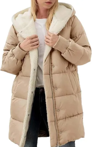 Womens Winter Coat Jacket Fleece Lined Long Sleeve Outwear Full Zipper Solid Coat Winter Warm Down Jacket with