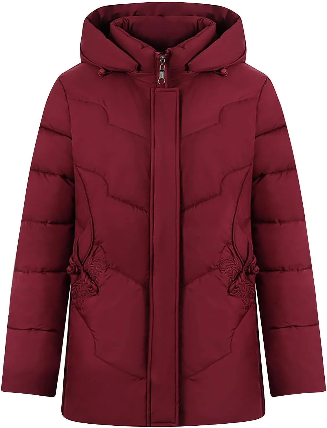Womens Winter Puffer Coat Hooded Waterproof Warm Jacket Parka Thicken Warm Down Jacket Plus Size Outwear with Pockets