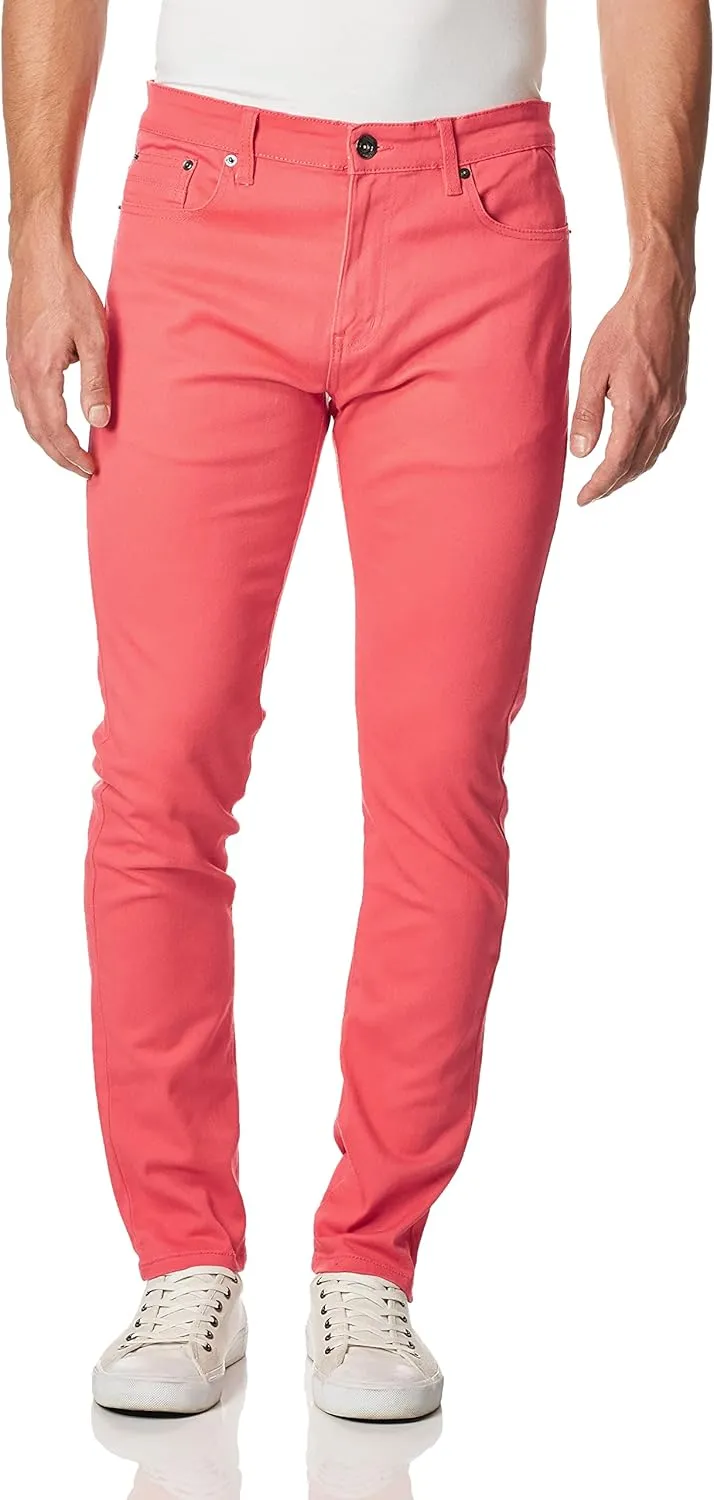 WT02 Men's Basic Color Twill Stretchable Skinny Pants