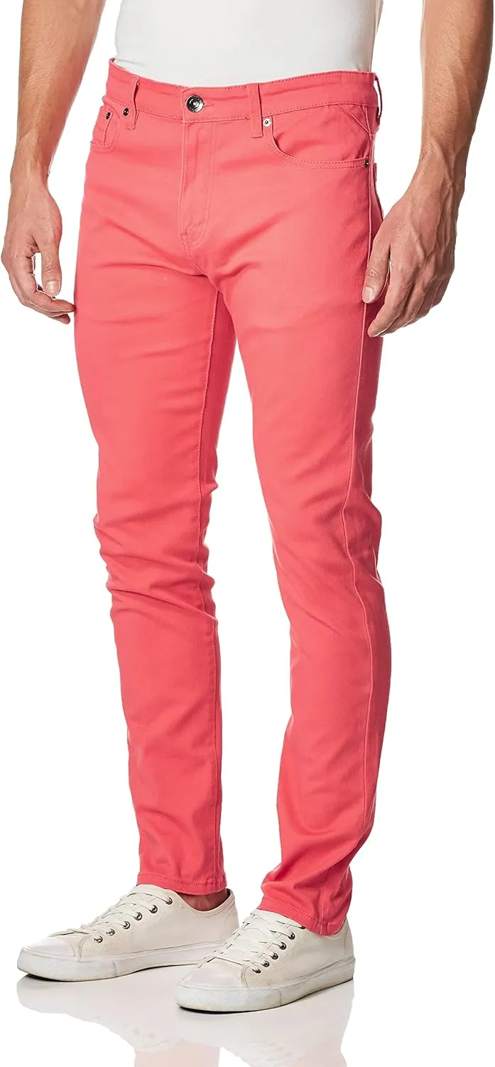 WT02 Men's Basic Color Twill Stretchable Skinny Pants