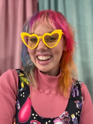 Yellow Heart Eye Sunglasses
