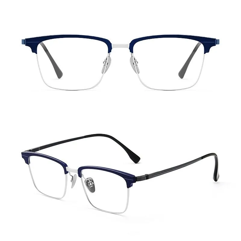 Yimaruili Men's Full Rim Square Aluminum Magnesium Titanium Eyeglasses 9205