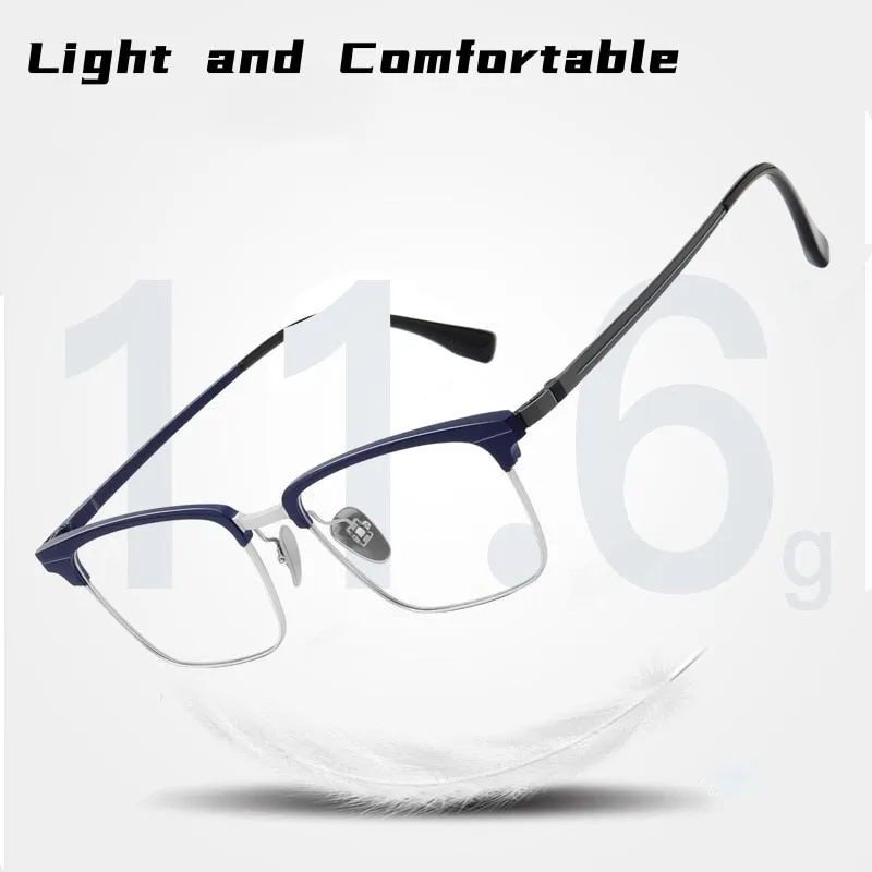 Yimaruili Men's Full Rim Square Aluminum Magnesium Titanium Eyeglasses 9205