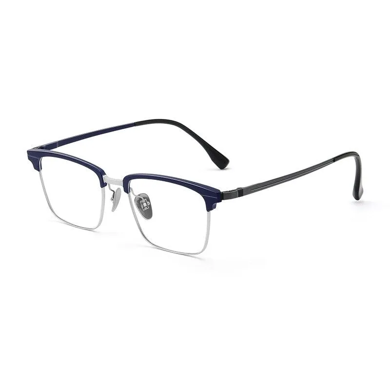 Yimaruili Men's Full Rim Square Aluminum Magnesium Titanium Eyeglasses 9205