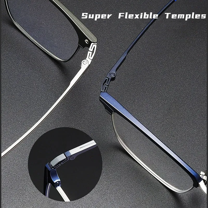 Yimaruili Men's Full Rim Square Aluminum Magnesium Titanium Eyeglasses 9205