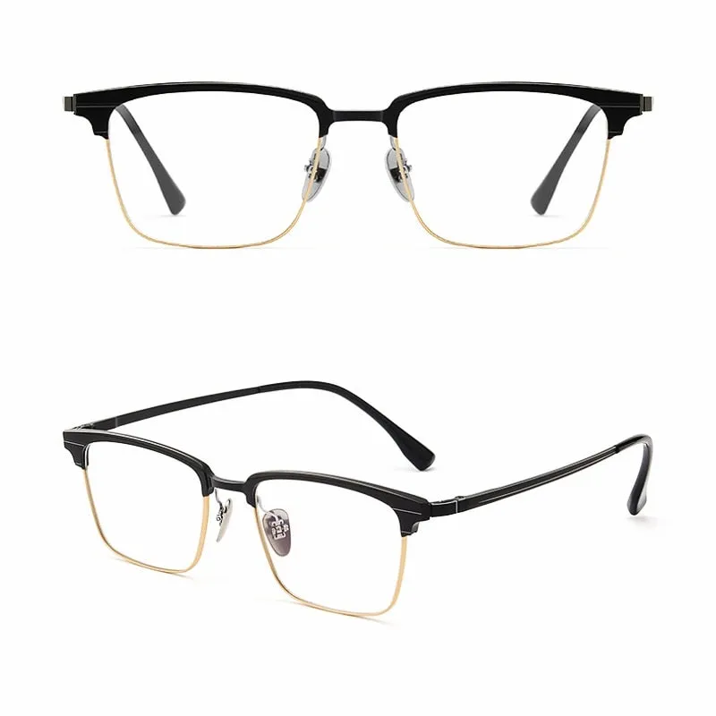 Yimaruili Men's Full Rim Square Aluminum Magnesium Titanium Eyeglasses 9205