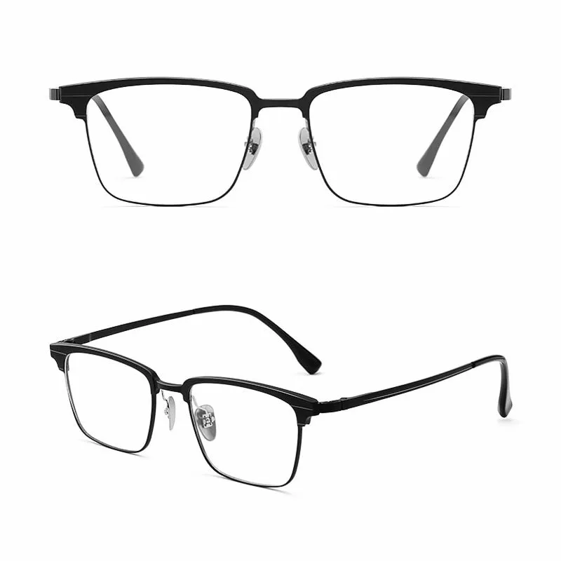 Yimaruili Men's Full Rim Square Aluminum Magnesium Titanium Eyeglasses 9205