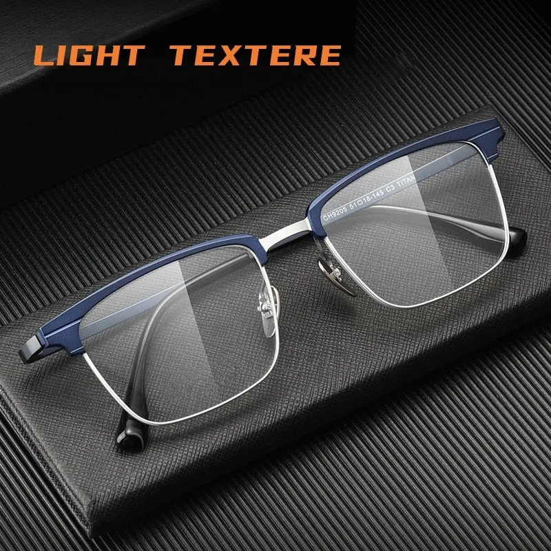 Yimaruili Men's Full Rim Square Aluminum Magnesium Titanium Eyeglasses 9205