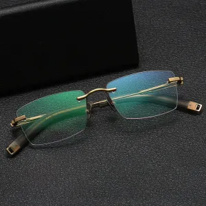 Yimaruili Men's Rimless Square β Titanium Frame Eyeglasses 80816