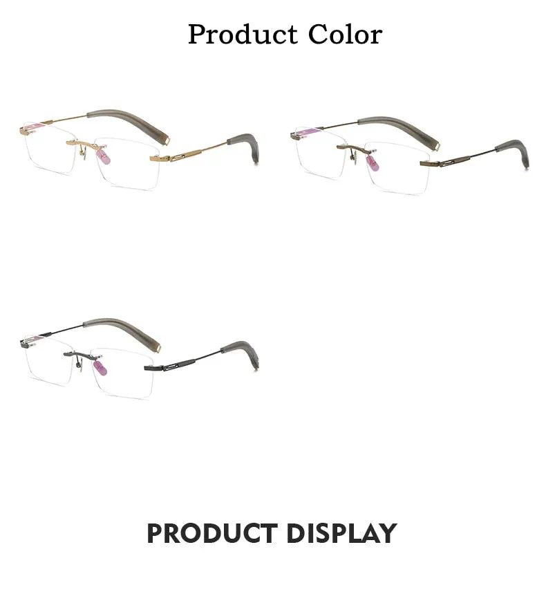 Yimaruili Men's Rimless Square β Titanium Frame Eyeglasses 80816