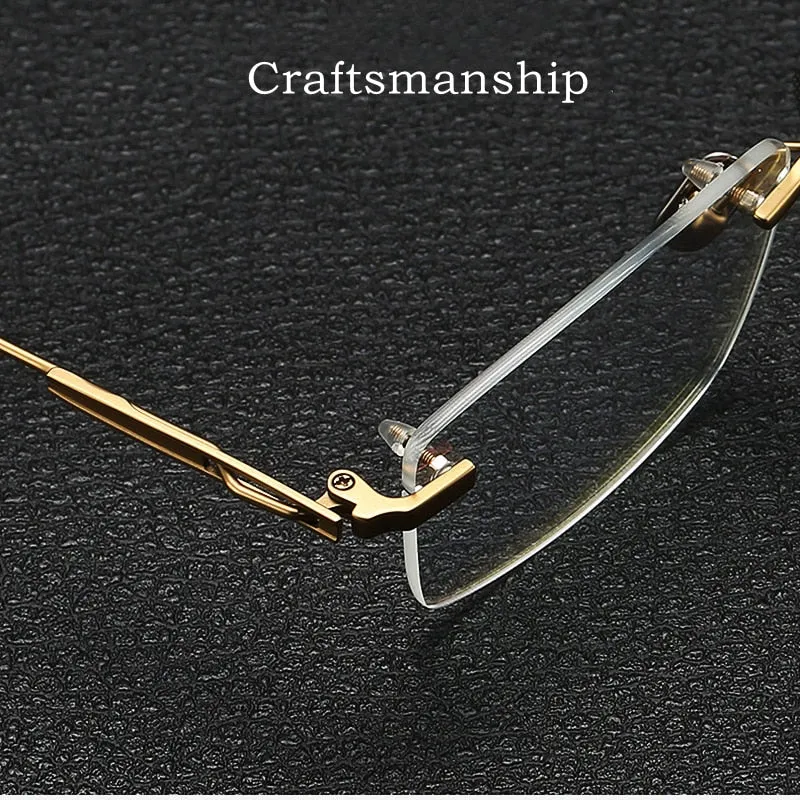 Yimaruili Men's Rimless Square β Titanium Frame Eyeglasses 80816