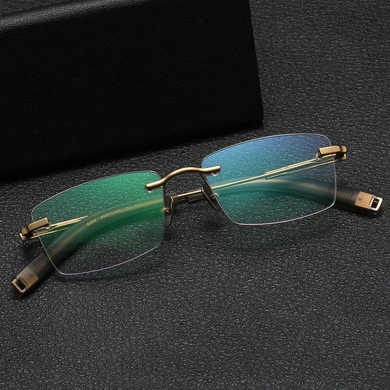 Yimaruili Men's Rimless Square β Titanium Frame Eyeglasses 80816