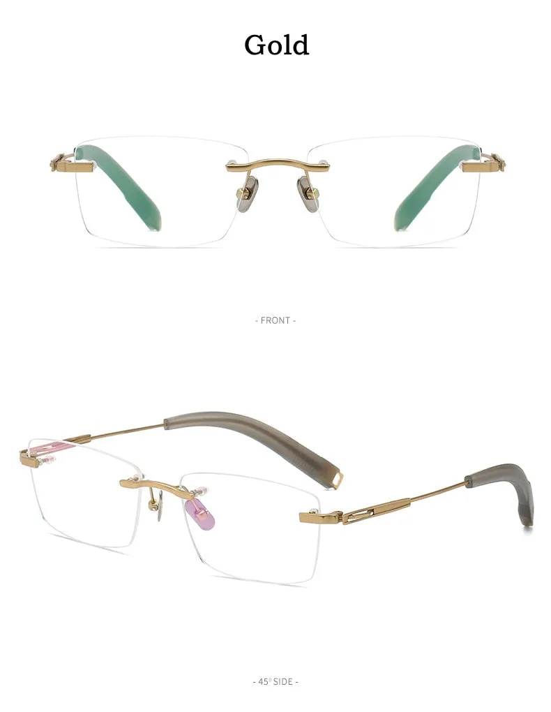 Yimaruili Men's Rimless Square β Titanium Frame Eyeglasses 80816