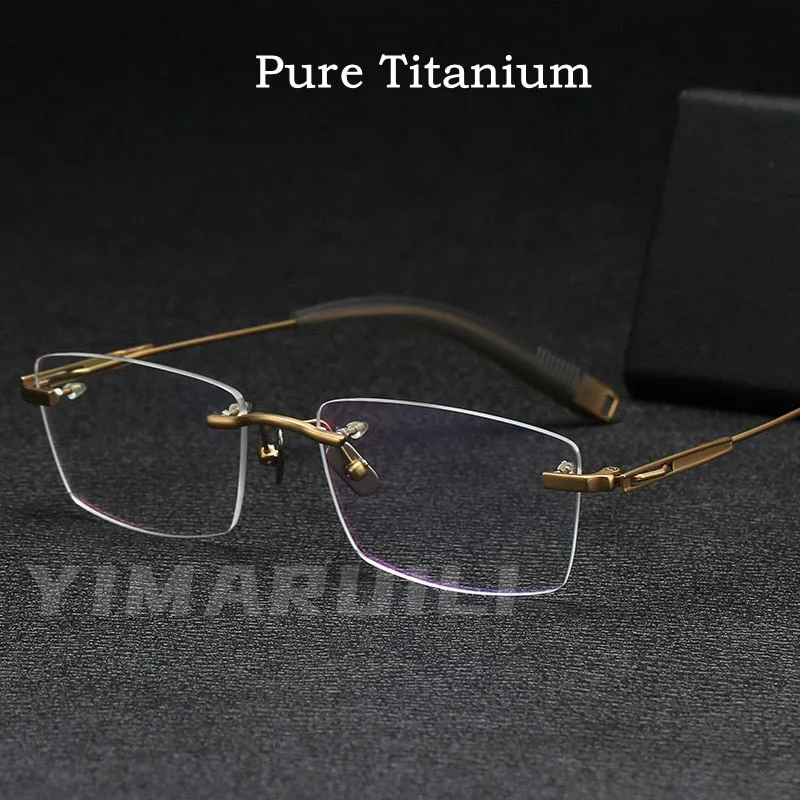 Yimaruili Men's Rimless Square β Titanium Frame Eyeglasses 80816