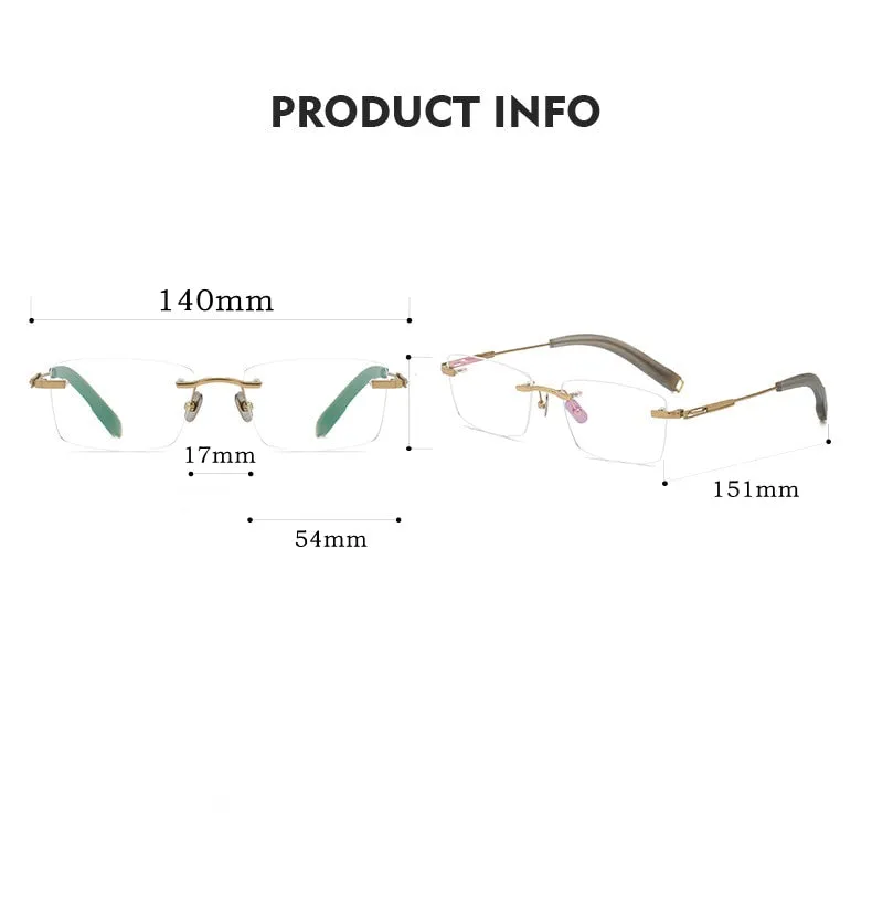 Yimaruili Men's Rimless Square β Titanium Frame Eyeglasses 80816