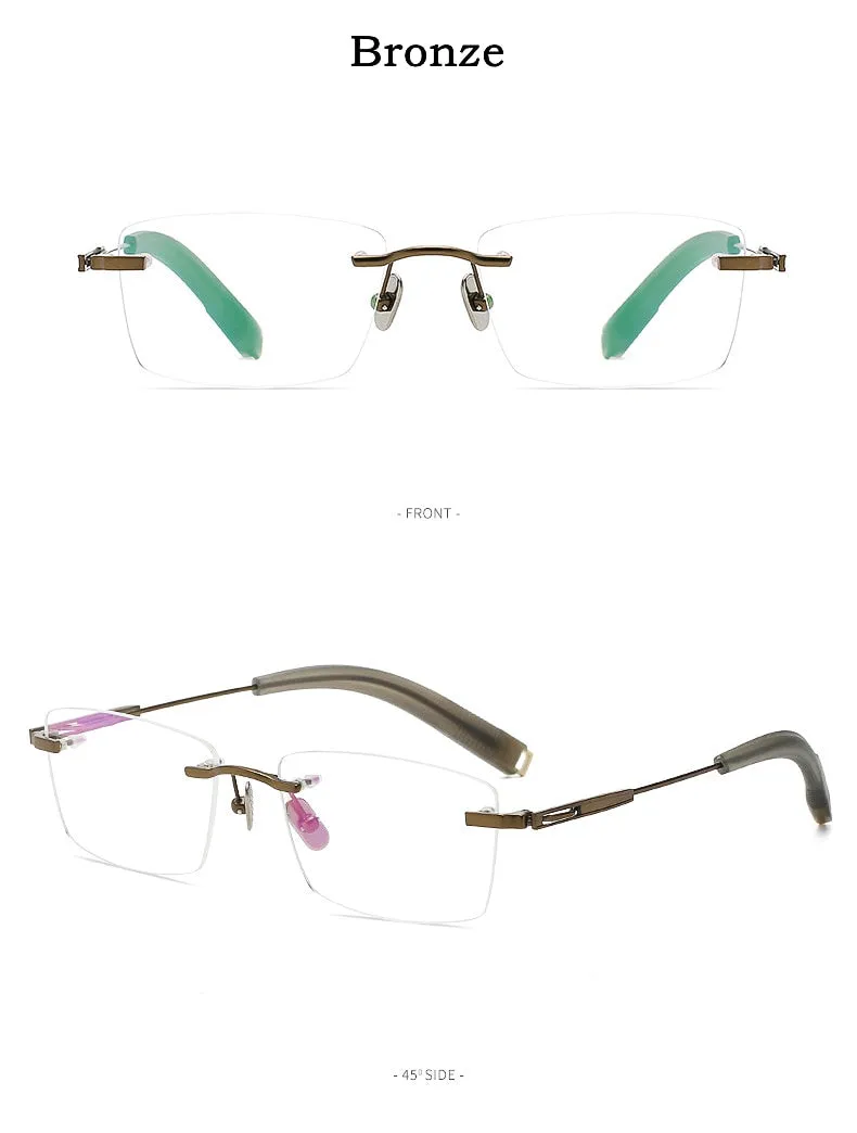 Yimaruili Men's Rimless Square β Titanium Frame Eyeglasses 80816