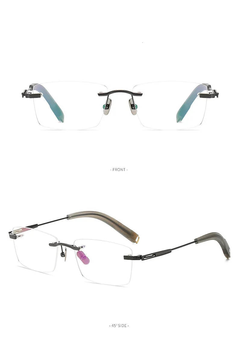 Yimaruili Men's Rimless Square β Titanium Frame Eyeglasses 80816