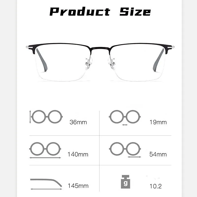 Yimaruili Men's Semi Rim Square Alloy Eyeglasses 0608
