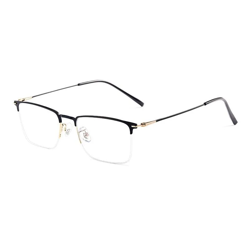 Yimaruili Men's Semi Rim Square Alloy Eyeglasses 0608