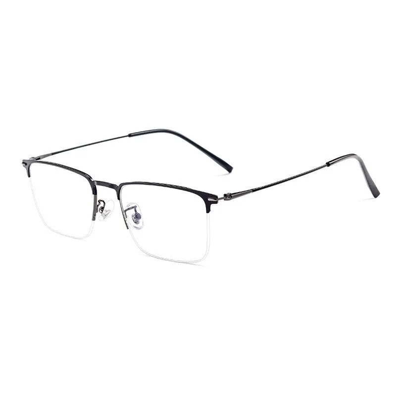 Yimaruili Men's Semi Rim Square Alloy Eyeglasses 0608