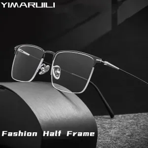 Yimaruili Men's Semi Rim Square Alloy Eyeglasses 0608