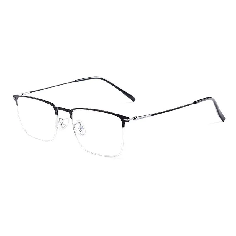 Yimaruili Men's Semi Rim Square Alloy Eyeglasses 0608