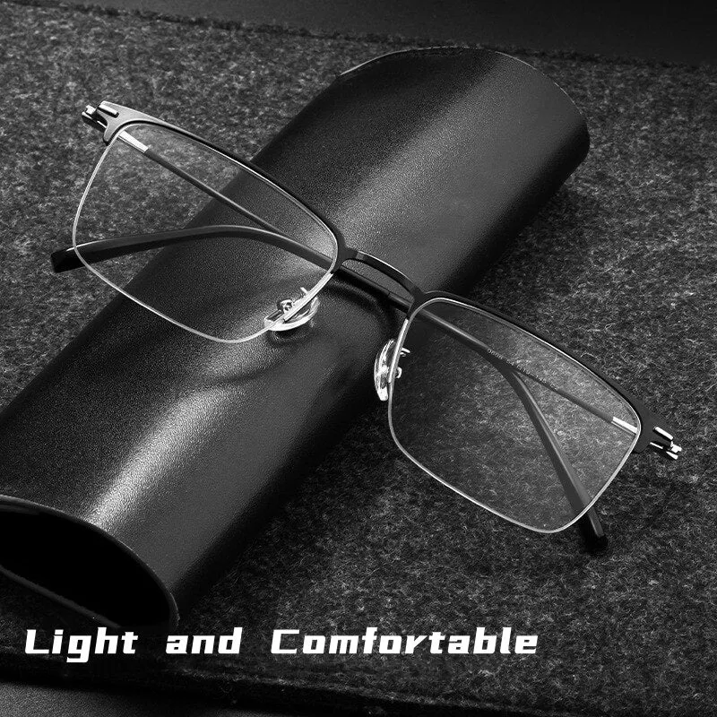 Yimaruili Men's Semi Rim Square Alloy Eyeglasses 0608
