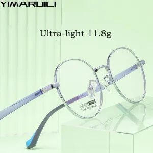 Yimaruili Unisex Children's Full Rim Round Ultem Titanium Alloy Eyeglasses 7519s