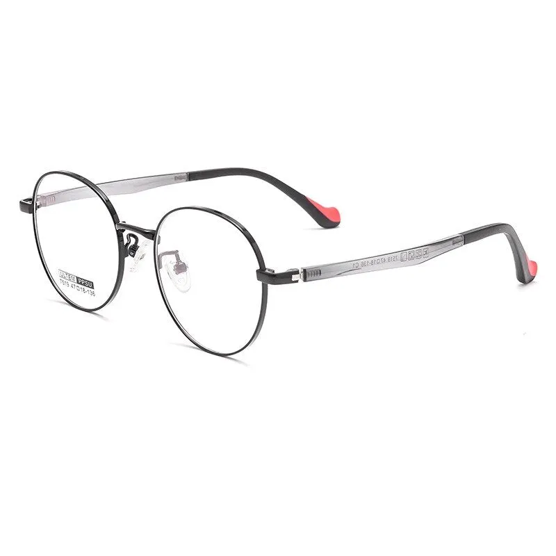 Yimaruili Unisex Children's Full Rim Round Ultem Titanium Alloy Eyeglasses 7519s