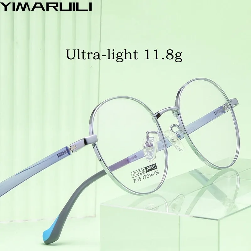 Yimaruili Unisex Children's Full Rim Round Ultem Titanium Alloy Eyeglasses 7519s