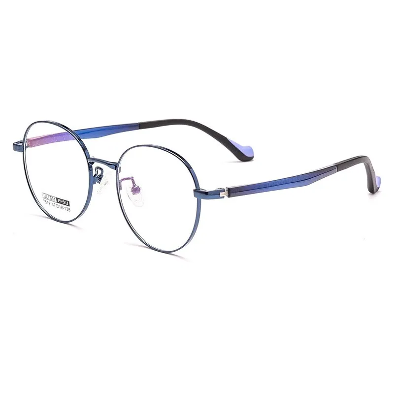 Yimaruili Unisex Children's Full Rim Round Ultem Titanium Alloy Eyeglasses 7519s