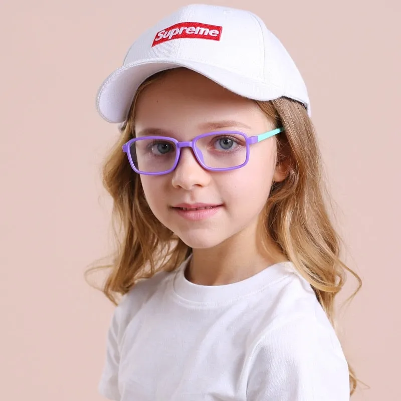Yimaruili Unisex Children's Full Rim Silicone Frame Eyeglasses F8244