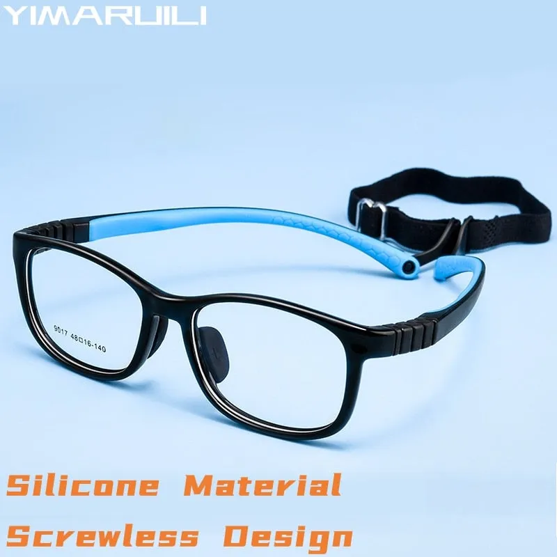 Yimaruili Unisex Children's Full Rim Square Tr 90 Silicone Screwless Eyeglasses 901et