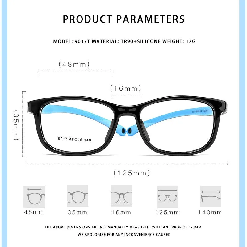Yimaruili Unisex Children's Full Rim Square Tr 90 Silicone Screwless Eyeglasses 901et