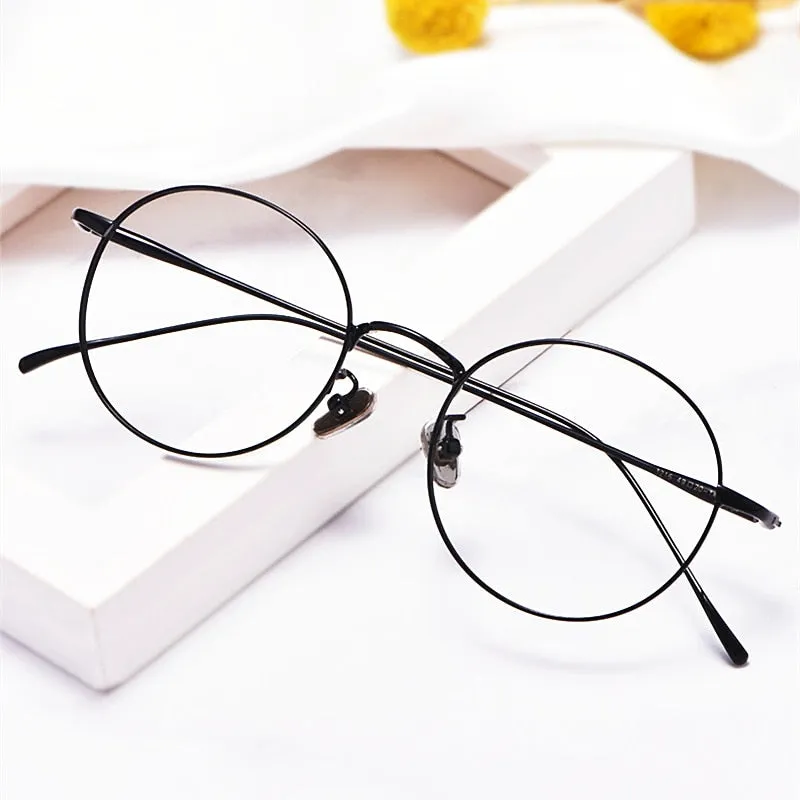 Yimaruili Unisex Full Rim Round Titanium Frame Eyeglasses 3216