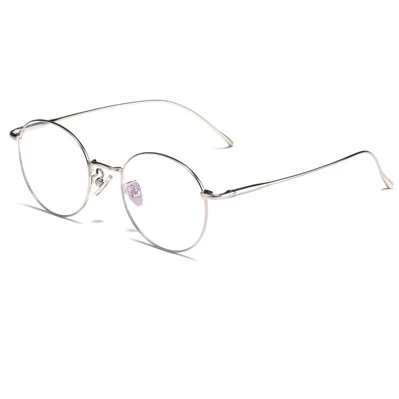 Yimaruili Unisex Full Rim Round Titanium Frame Eyeglasses 3216