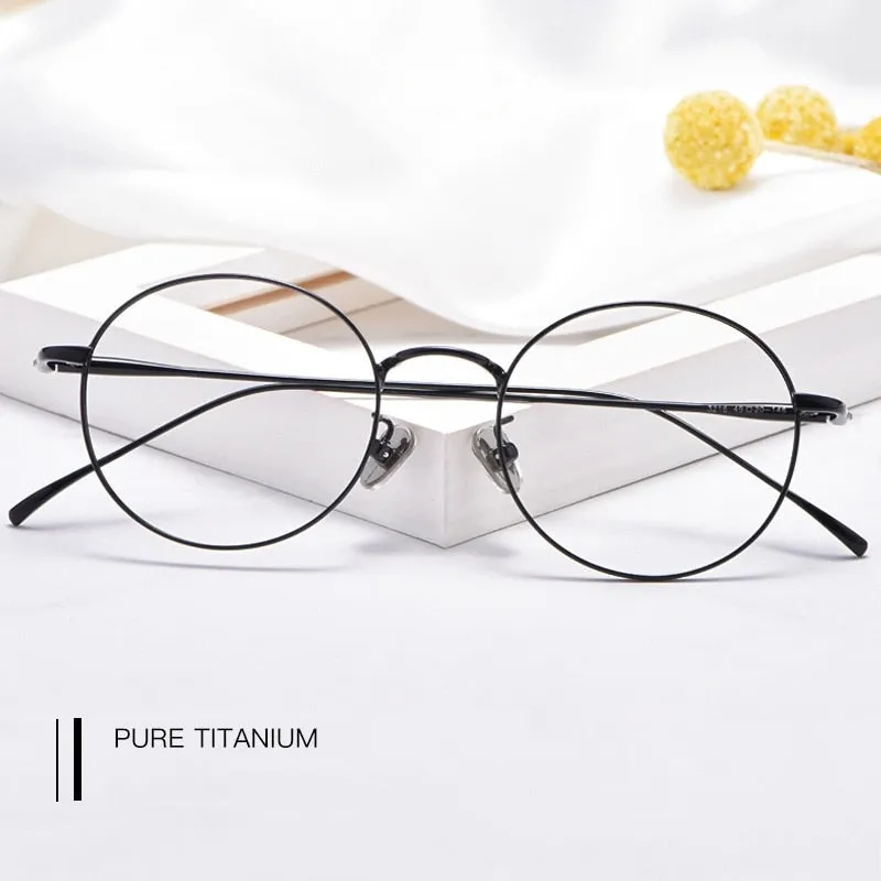Yimaruili Unisex Full Rim Round Titanium Frame Eyeglasses 3216
