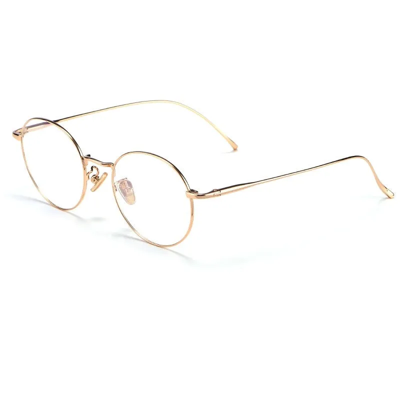 Yimaruili Unisex Full Rim Round Titanium Frame Eyeglasses 3216