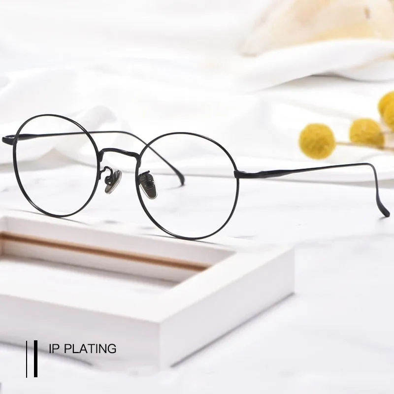 Yimaruili Unisex Full Rim Round Titanium Frame Eyeglasses 3216