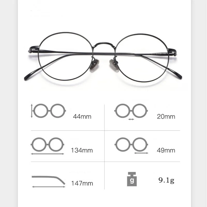 Yimaruili Unisex Full Rim Round Titanium Frame Eyeglasses 3216