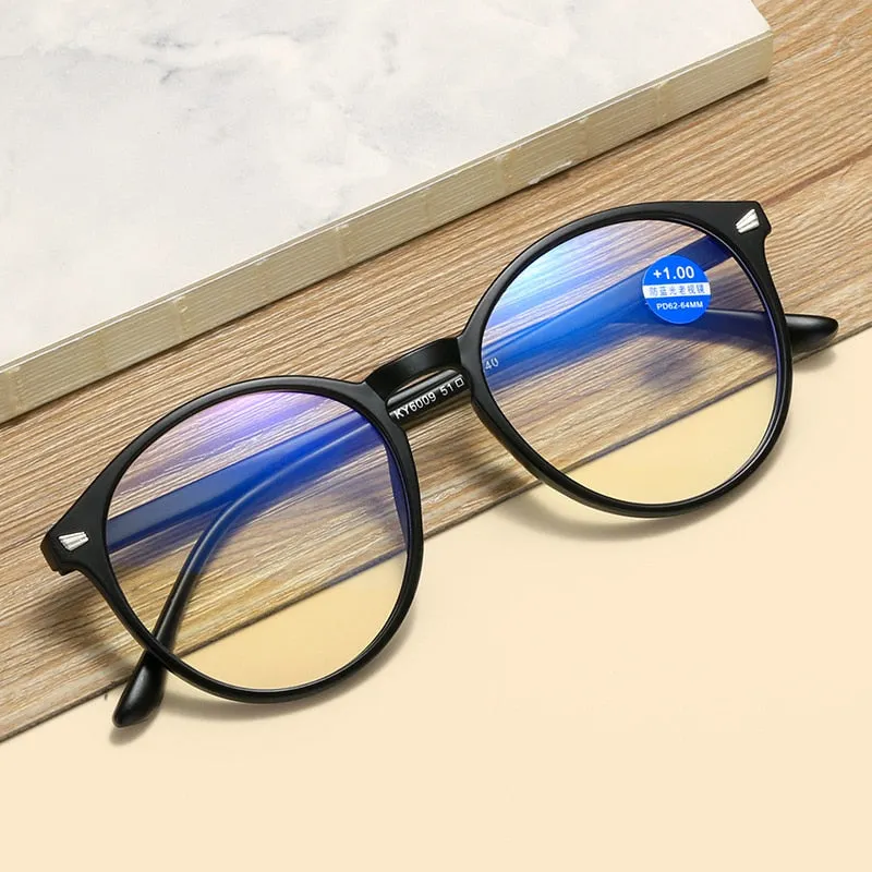 Yimaruili Unisex Full Rim Round Tr 90 Eyeglasses TR90 6009