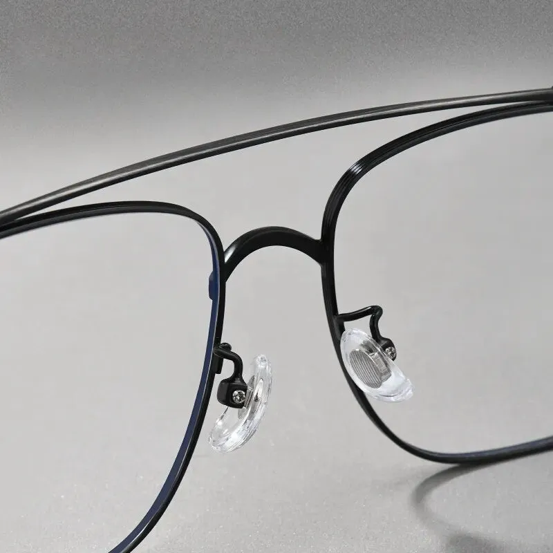 Yimaruili Unisex Full Rim Square Double Bridge Alloy Eyeglasses 08012