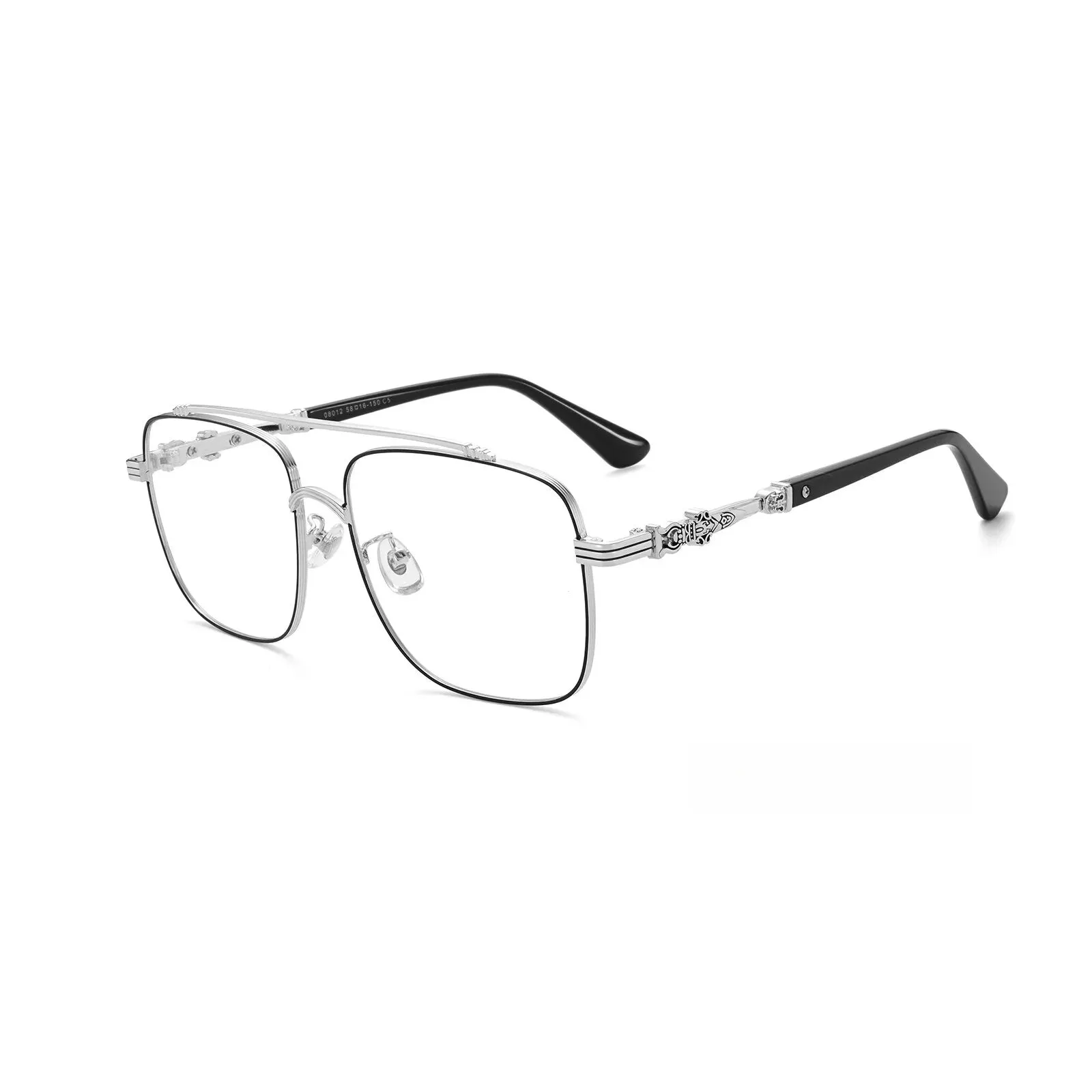 Yimaruili Unisex Full Rim Square Double Bridge Alloy Eyeglasses 08012