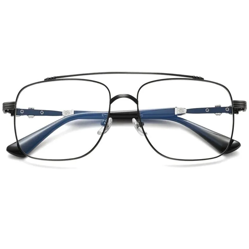 Yimaruili Unisex Full Rim Square Double Bridge Alloy Eyeglasses 08012